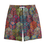 Bohemian Indian Box Pattern Print Cotton Shorts