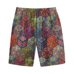 Bohemian Indian Box Pattern Print Cotton Shorts