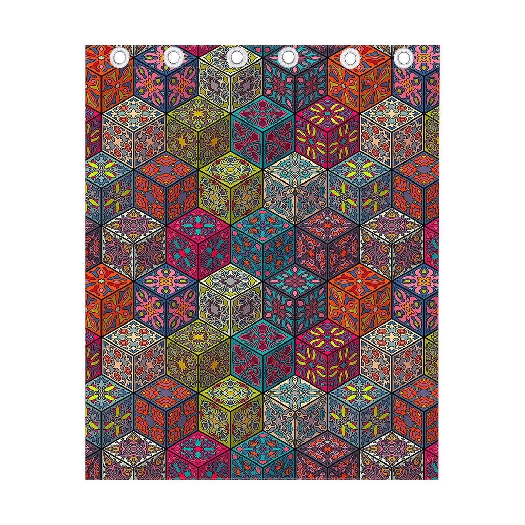 Bohemian Indian Box Pattern Print Curtain