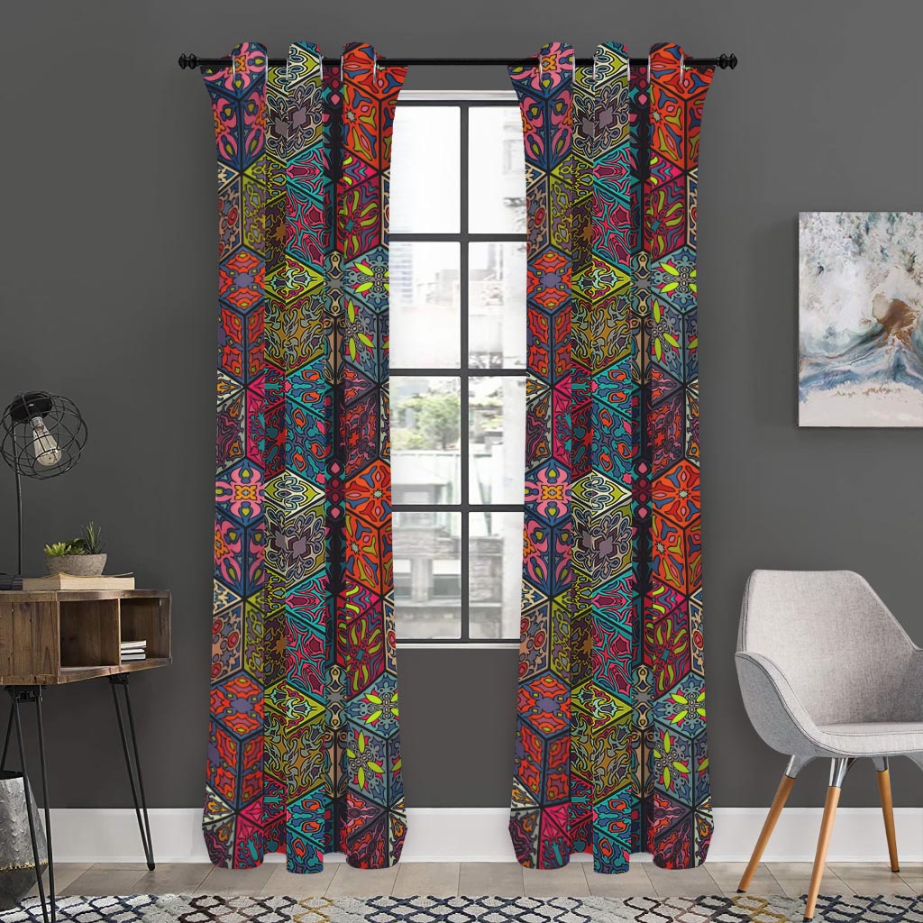 Bohemian Indian Box Pattern Print Curtain