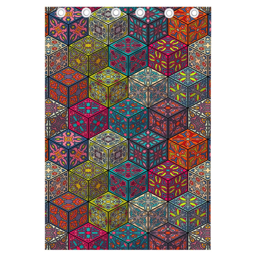 Bohemian Indian Box Pattern Print Curtain