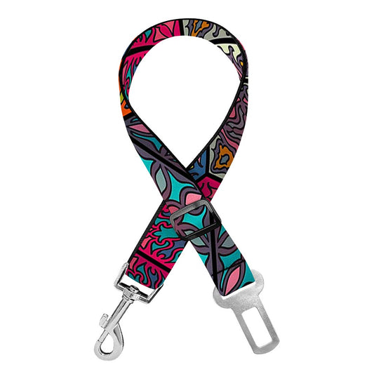 Bohemian Indian Box Pattern Print Dog Seat Belt