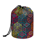 Bohemian Indian Box Pattern Print Drawstring Makeup Bag