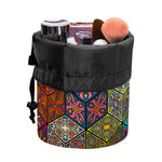 Bohemian Indian Box Pattern Print Drawstring Makeup Bag