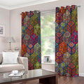 Bohemian Indian Box Pattern Print Extra Wide Grommet Curtains