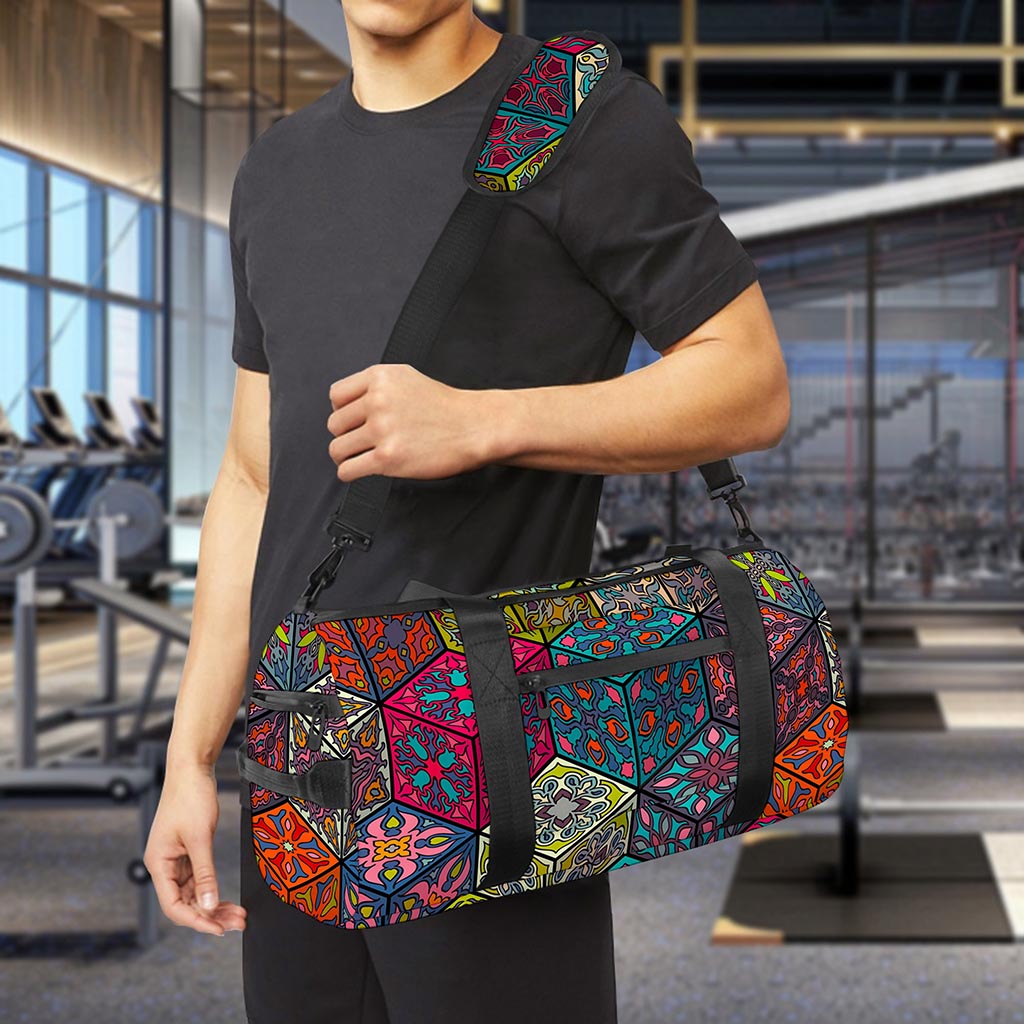 Bohemian Indian Box Pattern Print Gym Bag