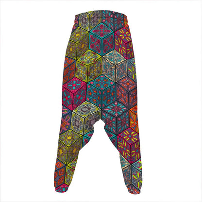Bohemian Indian Box Pattern Print Hammer Pants