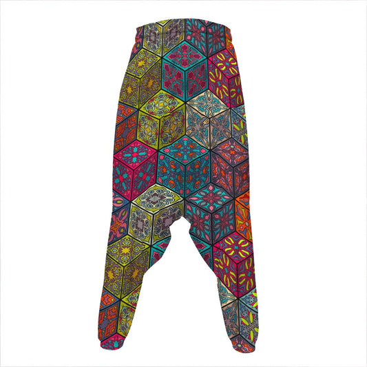 Bohemian Indian Box Pattern Print Hammer Pants