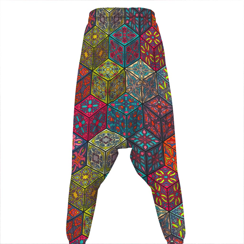 Bohemian Indian Box Pattern Print Hammer Pants