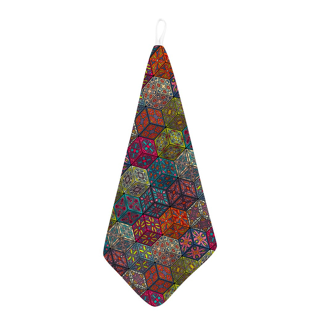 Bohemian Indian Box Pattern Print Hand Towel