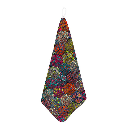 Bohemian Indian Box Pattern Print Hand Towel