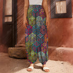 Bohemian Indian Box Pattern Print Harem Pants