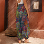 Bohemian Indian Box Pattern Print Harem Pants