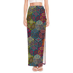 Bohemian Indian Box Pattern Print High Slit Maxi Skirt