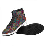 Bohemian Indian Box Pattern Print High Top Leather Sneakers