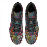 Bohemian Indian Box Pattern Print High Top Leather Sneakers