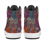 Bohemian Indian Box Pattern Print High Top Leather Sneakers