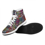 Bohemian Indian Box Pattern Print High Top Leather Sneakers