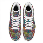 Bohemian Indian Box Pattern Print High Top Leather Sneakers
