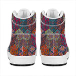 Bohemian Indian Box Pattern Print High Top Leather Sneakers