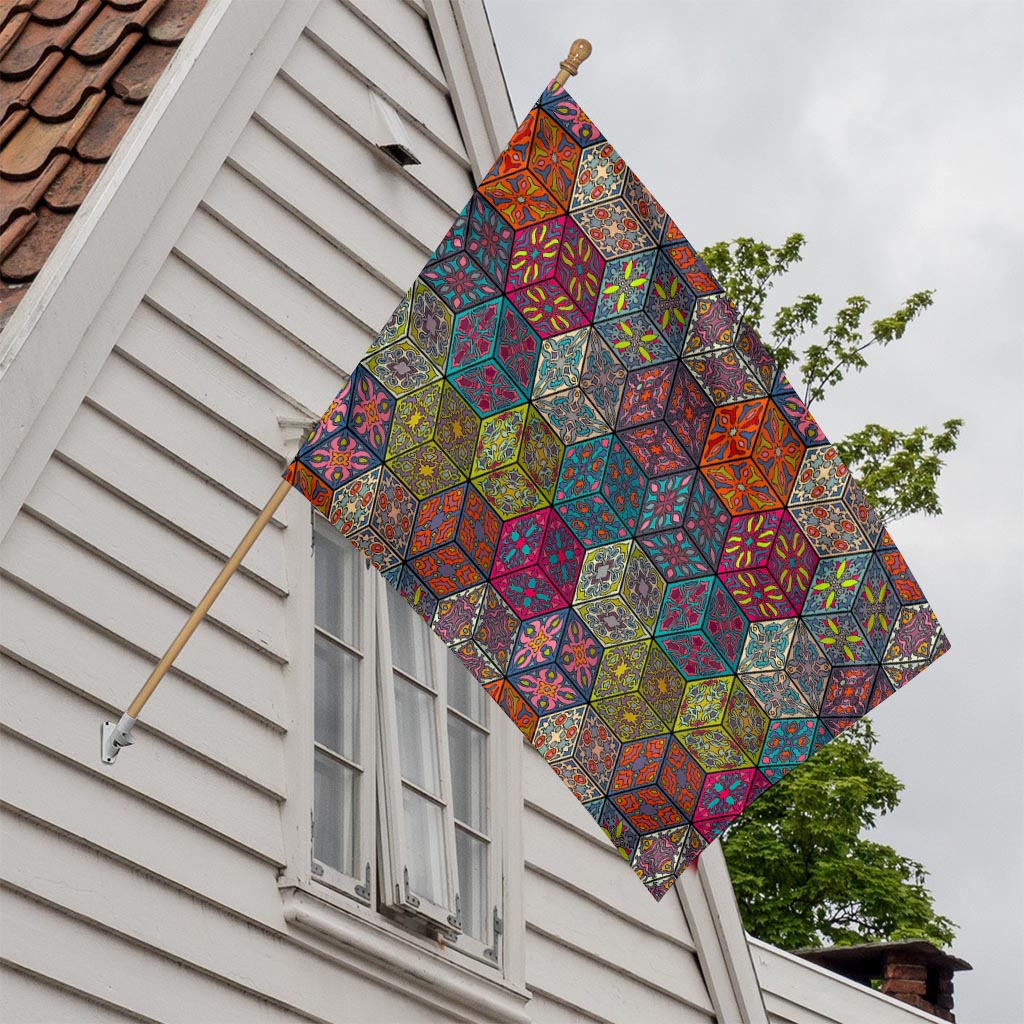 Bohemian Indian Box Pattern Print House Flag