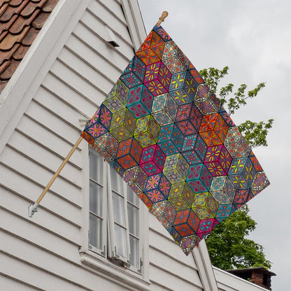 Bohemian Indian Box Pattern Print House Flag