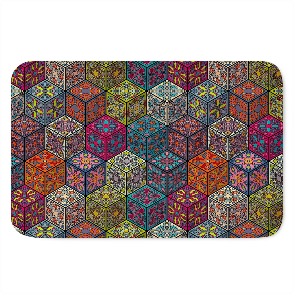 Bohemian Indian Box Pattern Print Indoor Door Mat