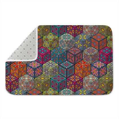 Bohemian Indian Box Pattern Print Indoor Door Mat