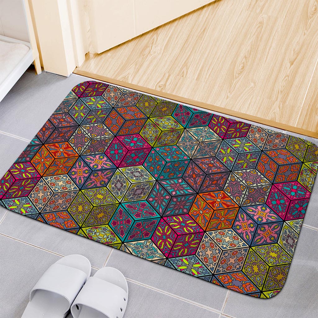 Bohemian Indian Box Pattern Print Indoor Door Mat