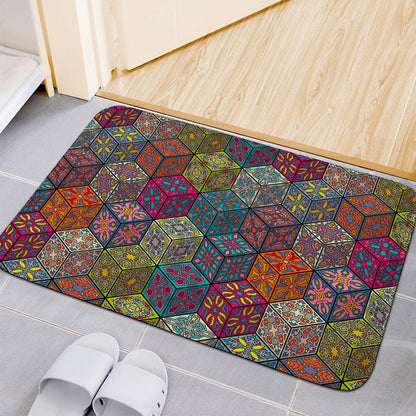 Bohemian Indian Box Pattern Print Indoor Door Mat