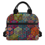 Bohemian Indian Box Pattern Print Insulated Lunch Bag