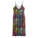 Bohemian Indian Box Pattern Print Jersey Midi Cami Dress