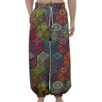 Bohemian Indian Box Pattern Print Lantern Pants