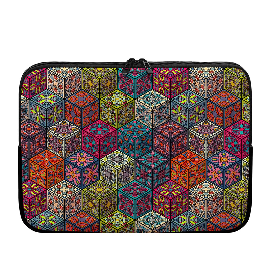 Bohemian Indian Box Pattern Print Laptop Sleeve