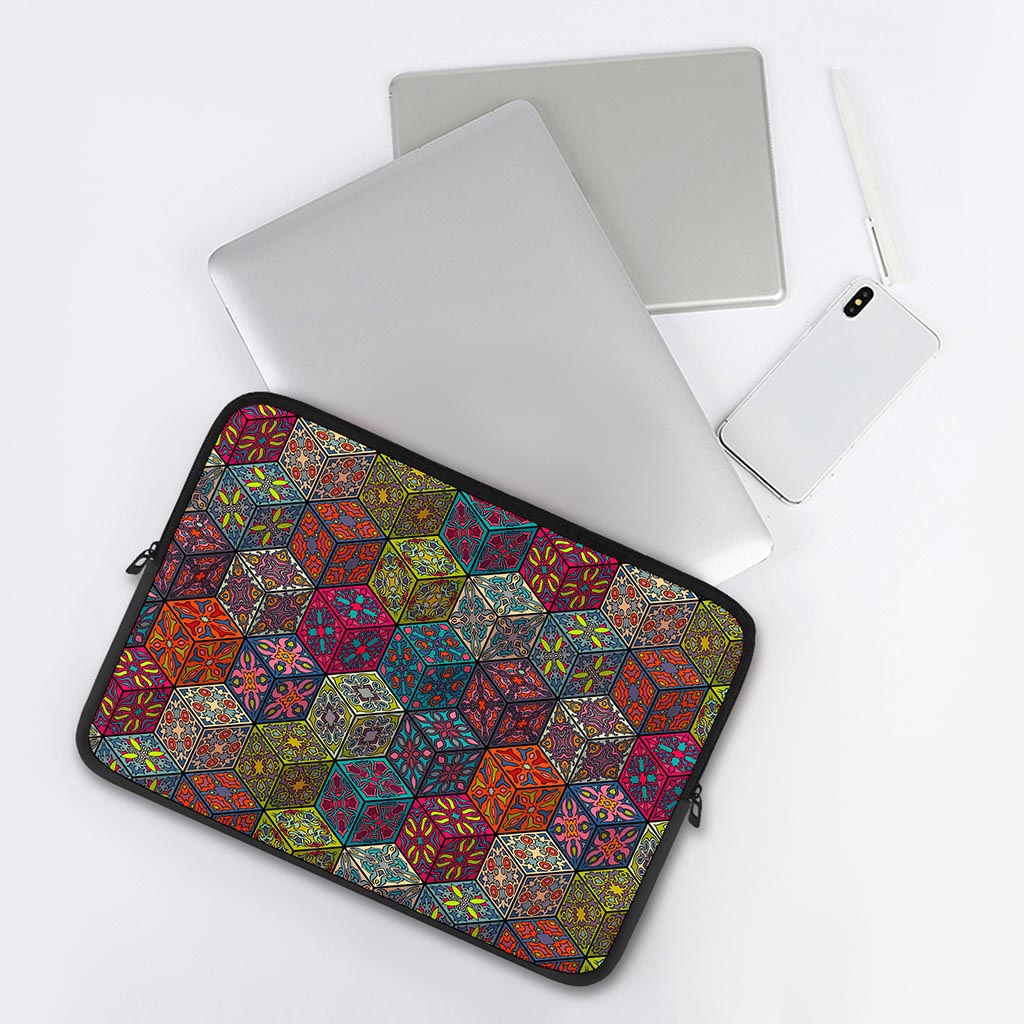 Bohemian Indian Box Pattern Print Laptop Sleeve