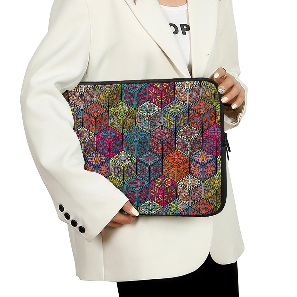 Bohemian Indian Box Pattern Print Laptop Sleeve