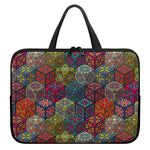 Bohemian Indian Box Pattern Print Laptop Sleeve With Handle