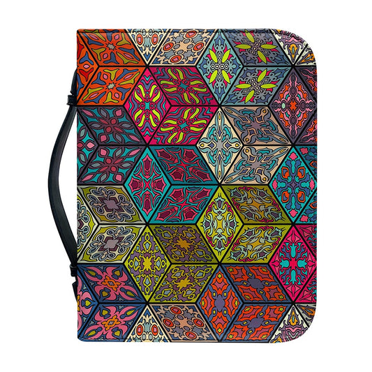 Bohemian Indian Box Pattern Print Leather Bible Cover