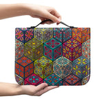 Bohemian Indian Box Pattern Print Leather Bible Cover