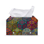 Bohemian Indian Box Pattern Print Leather Tissue Box Cover