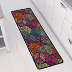 Bohemian Indian Box Pattern Print Long Kitchen Mat