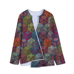 Bohemian Indian Box Pattern Print Long Sleeve Short Coat