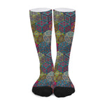 Bohemian Indian Box Pattern Print Long Socks