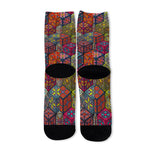 Bohemian Indian Box Pattern Print Long Socks