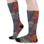 Bohemian Indian Box Pattern Print Long Socks