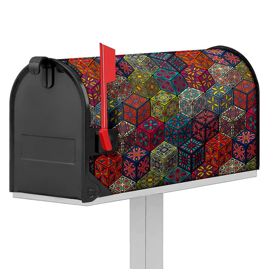 Bohemian Indian Box Pattern Print Mailbox Cover