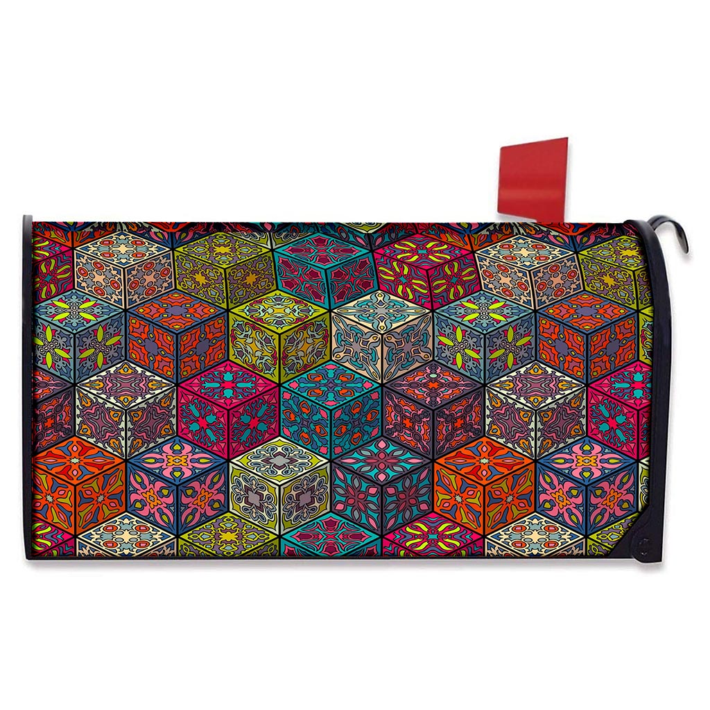 Bohemian Indian Box Pattern Print Mailbox Cover
