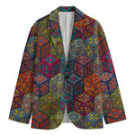 Bohemian Indian Box Pattern Print Men's Blazer
