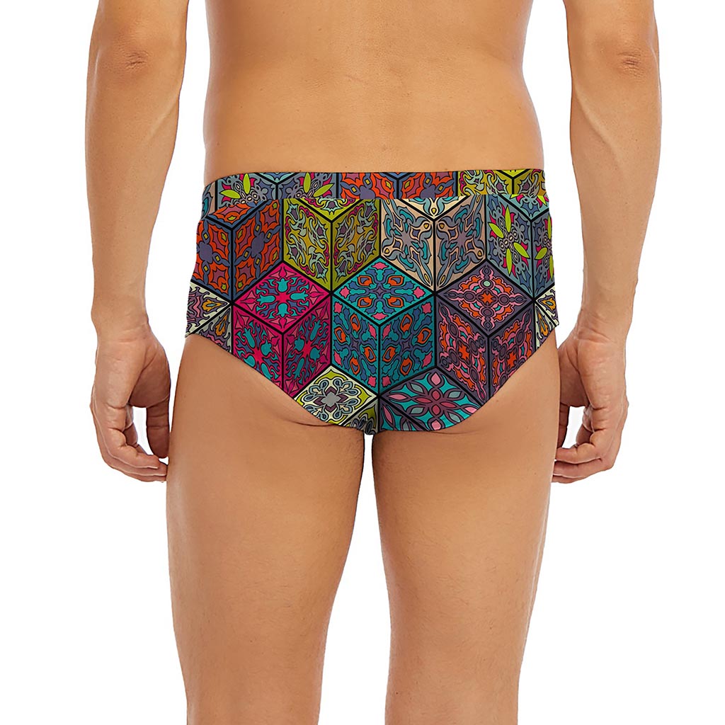 Bohemian Indian Box Pattern Print Men's Briefs