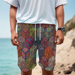 Bohemian Indian Box Pattern Print Men's Cargo Shorts